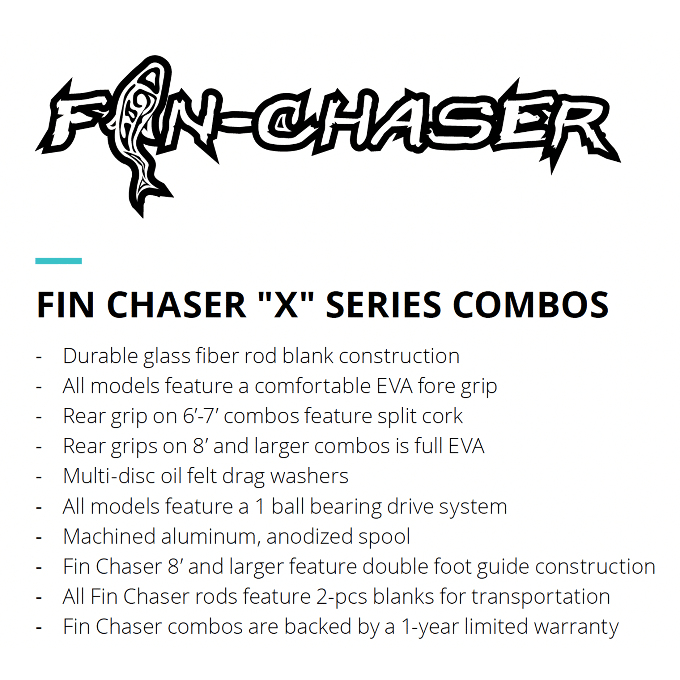Okuma Fin Chaser X Spinning Combo 6' 6 Rod 2 Piece 30BL Reel Spooled  FNX-6' 6-30BL
