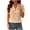 Beige, variant on Women's Short Sleeve Jacquard T-Shirts Loose Button Up V Neck Going Out Casual Blouse Dressy Pullover Tunic Tops Hot Pink L