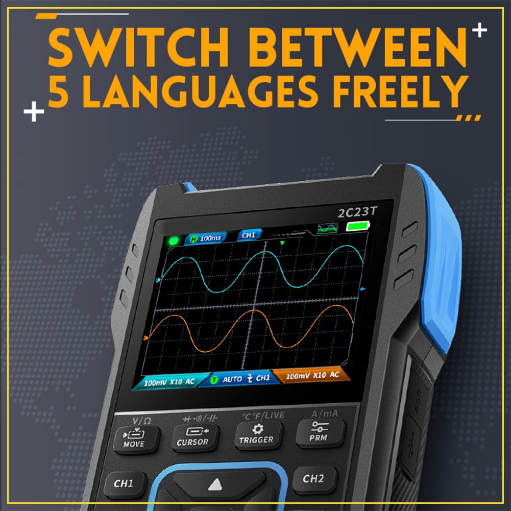 2C23T Handheld Digital Dual Channel Oscilloscope Multimeter 3in1 SignalGenerator