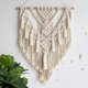 thumbnail image 3 of Hand-woven cotton macrame tapestry with pompoms, craft decoration, bedroom, living room, apartment, 3 of 4