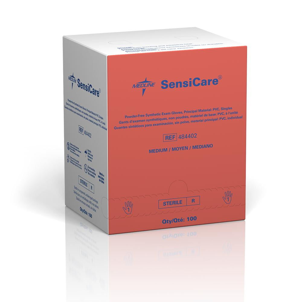 SensiCare Powder-Free Stretch Vinyl Sterile Exam Gloves,Beige,Medium