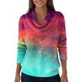 thumbnail image 4 of Dwralegc Sweater for Women Casual Multicolor Cowl Neck Knitted Clothes Long Sleeve Tops Jumper Fashion Autumn and Winter Sweaters Cyan M, 4 of 5