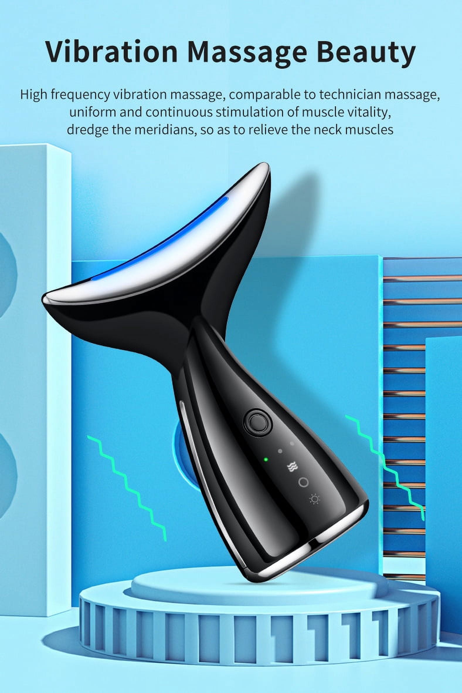 Face and Neck Massger for Skin Care Electric Face Neck Lifting Massager with 45℃ Heat & 3 Massage Modes for Wrinkles Facial Neck Massager（Black）