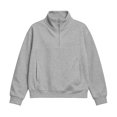 thumbnail image 2 of Girls Quarter Zip Sweatshirt Long Sleeve Turtleneck Fashion Casual Kids Pullover Tops Gray 9-10 Years, 2 of 6