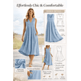 thumbnail image 3 of XUNKUSGA Cotton Linen Midi Dresses for Women Fashion Casual V-Neck Summer Dress Lightweight Solid Color Sleeveless Long Sundresse with Pockets, 3 of 11