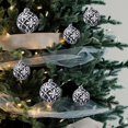 thumbnail image 4 of Taotanxi Boho Black & White Christmas Ornaments, 6ct 60mm Shatterproof Boho Theme Christmas Balls for Tree, Home Indoor Party Decor, 4 of 6