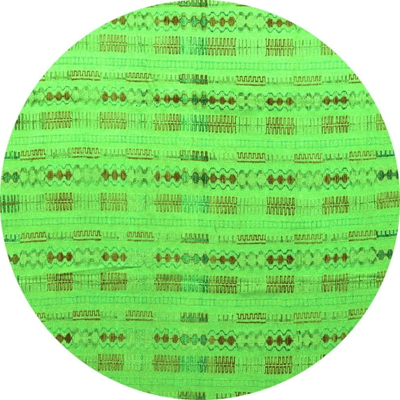 Ahgly Company Indoor Round Abstract Green Modern Area Rugs, 7' Round