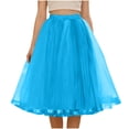thumbnail image 2 of BiZtdJrK Womens Tulle Tutu Skirts Mesh Elastic High Waisted Pleated Midi Skirts Fashion Prom Dancing Party Skirts Sky Blue Free Size, 2 of 8