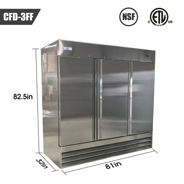 72 Cu ft 81" Commercial Freezer 3doors Solid NSF Reach in Upright