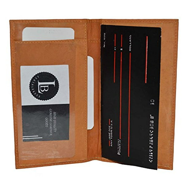Leatherboss Checkbook Cover Plain Genuine Leather by Leatherboss