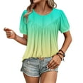 thumbnail image 4 of Scyoekwg Womens Tunic Tops Crew Neck Pleated Tunic Tops Comfy Loose Shirts Summer Trendy Gradient Color Casual Blouses (Z02_Green,XXL), 4 of 7