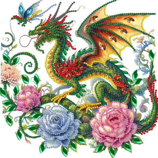 (YXC826) Resina Diamante Con Forma Especial Serie Animal Dragón Diamante Parcial 30*30CM