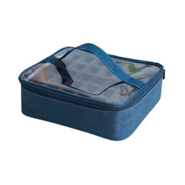 Estuche de transporte para esmaltes de uñas, multifuncional, con tapa transparente, práctico organizador de esmaltes de uñas con asa, bolsa para Marina de guerra