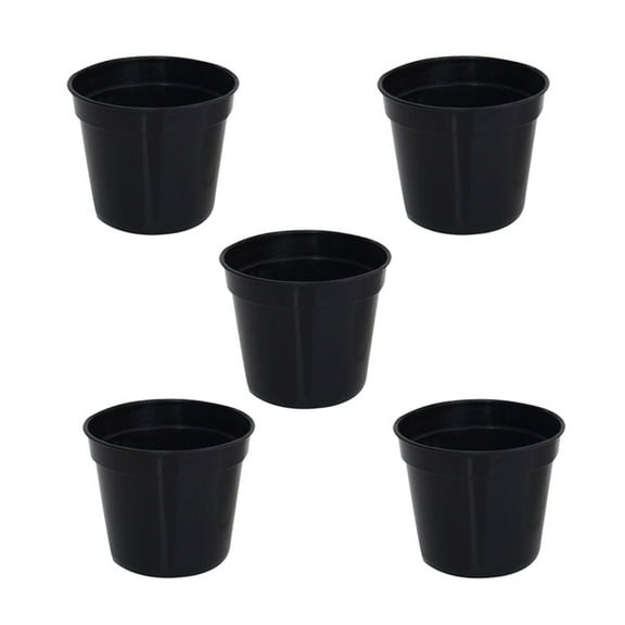 Toyvian Black Deepen Scrub Flower Round Pot, Smooth Plastic, Ideal for School Projects, 10Pcs