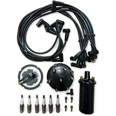 Mercruiser Thunderbolt 4.3 L V6 Distributor Cap Rotor Spark Plug Wires Kit Set with MR43LTS Plugs and Ignition Coil by FASWORX