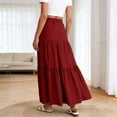 thumbnail image 4 of Arlun Women's Summer Casual Elegant Smock Layered Tiered Maxi Skirts High Waisted a Line Flowy Long Skirts Lightweight Breathable Comfy Boho Beach Long Skirt Red XXL, 4 of 6