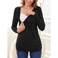 thumbnail image 2 of Glampunch Camisas de maternidad para mujer, camisetas de maternidad de manga corta y larga con lazo frontal, 2 of 5