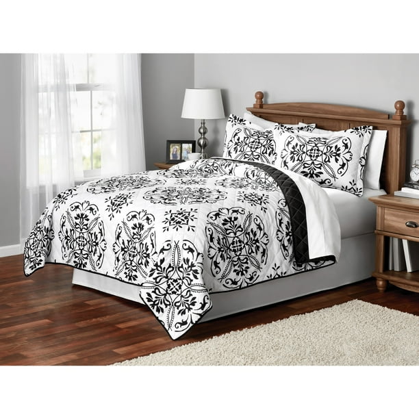 Mainstays Classic Leaf Damask Patterned Quilt