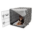 thumbnail image 2 of Vintage Dog Crate Cover, Continuous Abstract Pattern with Half Ornamental Leaves Graphic, Easy to Use Pet Kennel Cover for Medium Large Dogs, 35" x 23" x 27", Charcoal Grey Eggshell, by Ambesonne, 2 of 6