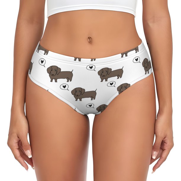 Fotbe Dachshund Dog Calzones Estampados para Mujer – Ropa Interior de Algodón, Cómoda, Suave y Elástica-X-Large