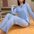 thumbnail image 4 of BLVB Womens Pajamas 2 Piece Outfits Casual Soft Crewneck Long Sleeve Tops and Pants Sets Sleepwear with Chest Pad, 4 of 4