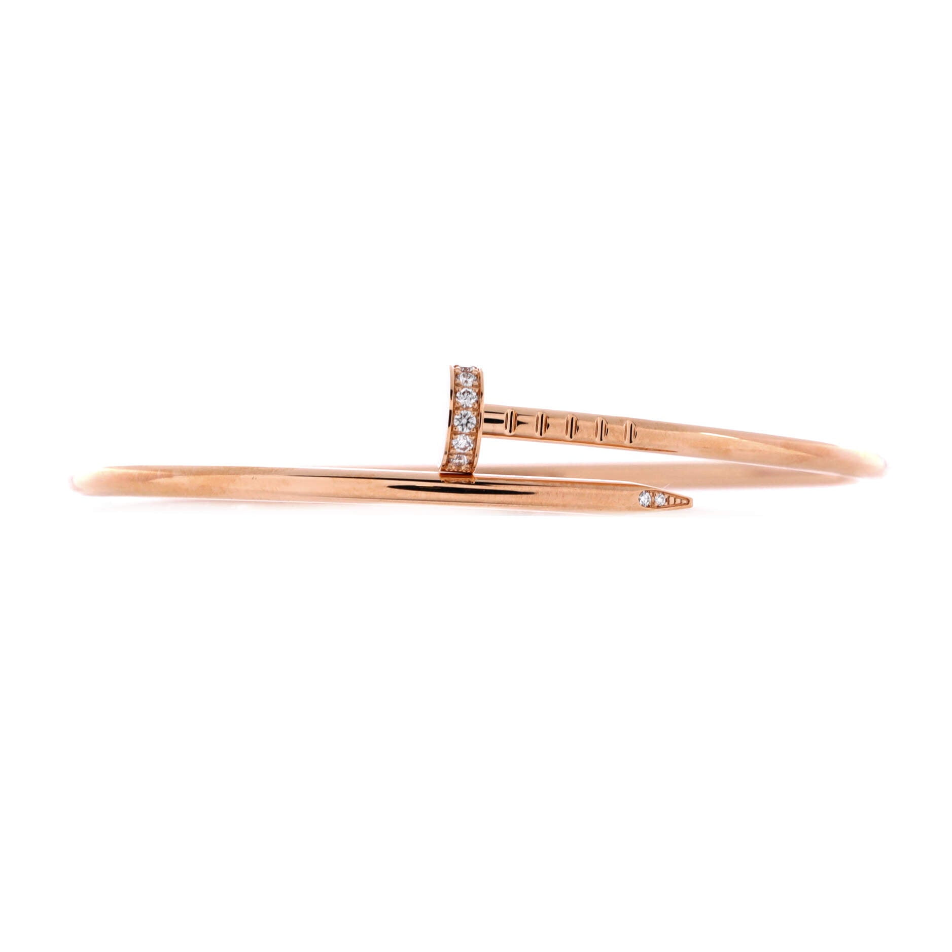 Pre-Owned Cartier Juste un Clou Bracelet 18K Rose Gold with Diamonds Small By Rebag