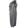 thumbnail image 2 of Maxi Long Hoodie Dress for Women Spring Fall Winter Loose Muslin Hooded Sweatshirt Dress Pullover Top, 2 of 4