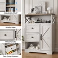 thumbnail image 4 of Conate Armoire de Rangement avec 2 Tiroirs, Buffet Rustique avec Étagères Ouvertes pour Salon, Blanc, 4 of 8