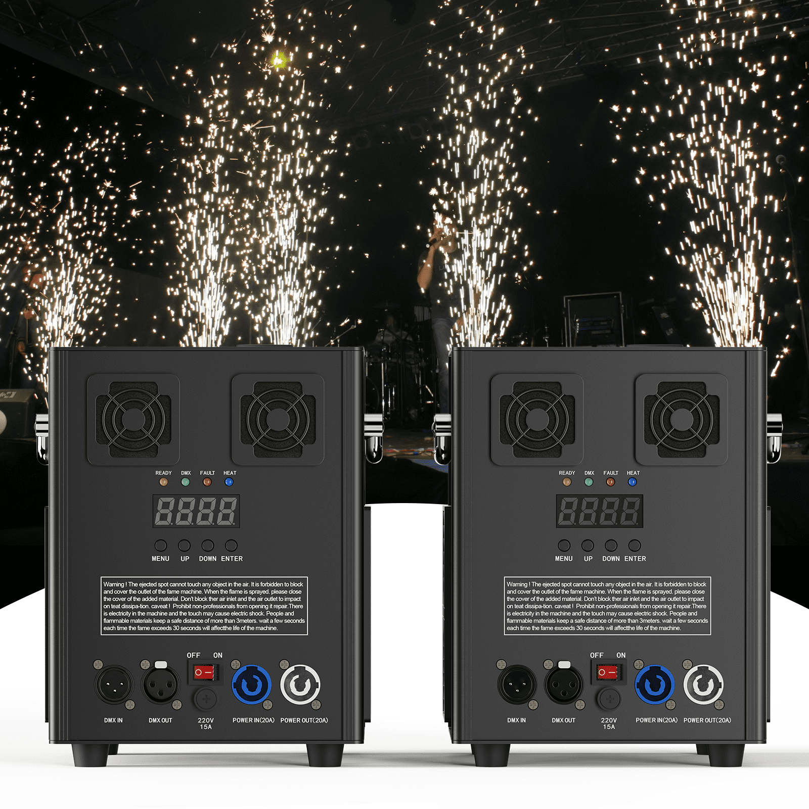 2Pcs Cold Spark Firework Machine,Stage DMX Effect Machine for DJ Event Party Wedding,Black