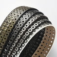 thumbnail image 2 of Nvzi-c 3 Row Studded Belts Punk Hip Hop Personalized Faux Leather Belts For Jeans Pants Black), 2 of 4