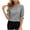 Black, variant on Womens Summer Tops Back Button Up Crew Neck Striped Pleated Detachable Half Sleeve Dressy Blouse