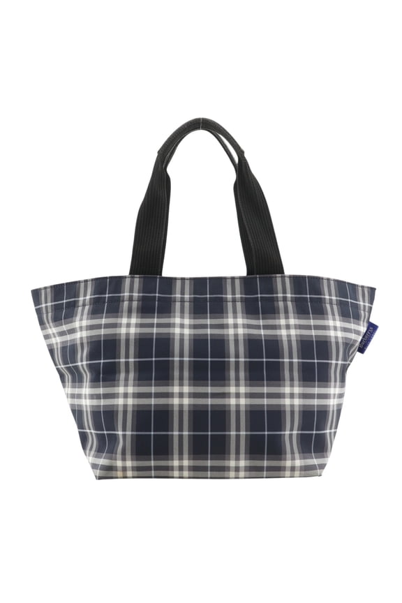 Pre-Owned Burberry Blue Label Boat-Shaped Tote Bag, Nova Check Nylon, Navy, A5 Size, Double...