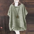 thumbnail image 4 of GUACER Relaxed T Shirts for Women Summer Round Neck Cotton Linen Solid Breathable Short Sleeve Tops, 4 of 6