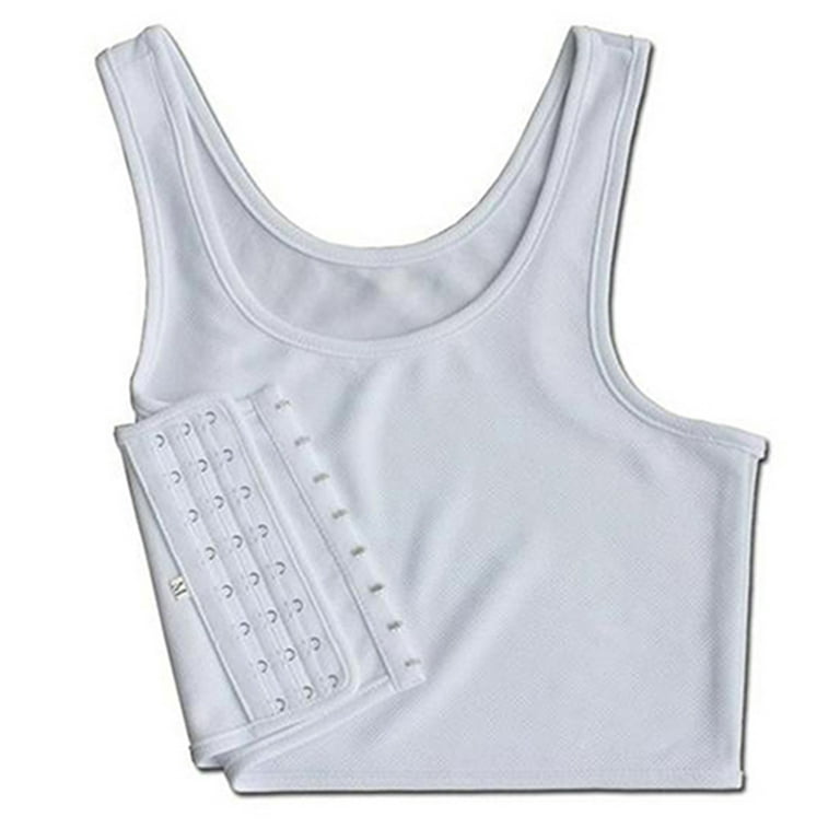 Limei Sexy Breathable Buckle Short Chest Breast Binder Trans Lesbian Tomboy,  White, XL 