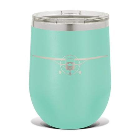 

152 Wine Tumbler 12 oz - Laser Engraved - Polar Camel - Stainess Steel - Vacuum Insulated - Double Walled - Wine Glass - Stemless - Drinkware Clear Lid - aircraft - Teal