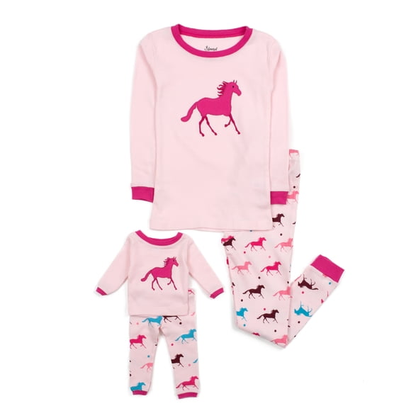 Pijama Leveret para niña y muñeca Cotton Show Horse