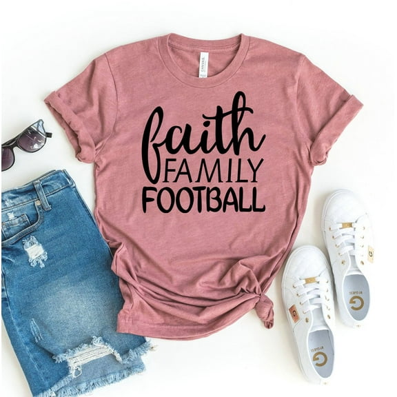 Faith Family Football T-shirt Game Day Shirts Player Tshirt Sunday Shirt Women's Weekend Top Sporty Mama Gift Religious Tee