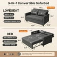 thumbnail image 4 of 71.7"L Sofa Bed, Lofka 3-in-1 Convertible Sofa Bed with Storage, 5-Level Adjustable Back - Sleeper Couches for Living Room, Dark Grey, 4 of 16