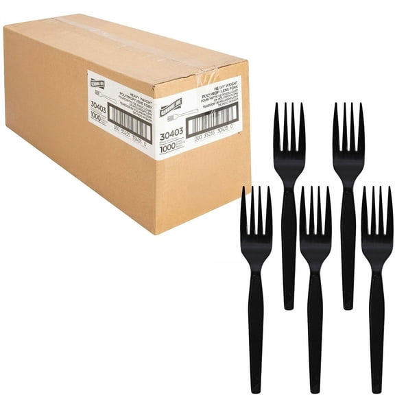 Genuine Joe Heavyweight Plastic Fork, 1000 / Carton, Black