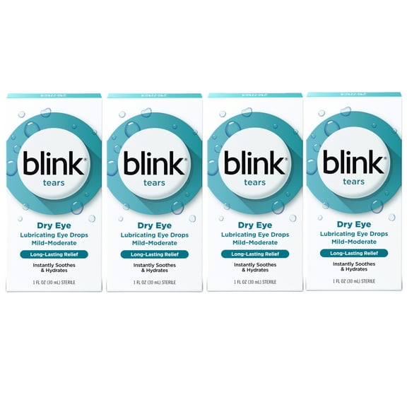 4 Pack - Blink Tears Lubricating Eye Drops – Long-Lasting Hydration for Mild to Moderate Dry Eyes, Moisturizes & Soothes with Hyaluronate, 1 Fl Oz