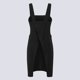 thumbnail image 3 of Vestido de mujer Sólido Lino Algodón Escote cuadrado Sin mangas Crossover Sin respaldo Dividir Midi Abanopi Negro/M, 3 of 7