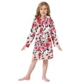 thumbnail image 6 of FORMRS Niños Bathrobe Unisex Hooded Robe Soft Plush Pajamas Sleepwear, Size 10-12T, Pink and Red Flowers, 6 of 7
