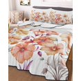 thumbnail image 3 of Quilts Twin XL Size, Orange Spring Floral Soft Comforter Bedding Set for Bed, Summer Botanical Watercolor Flower Lightweight Quilted Bedspread with Pillow Cover(2 Pieces) for All Season, 68x98 Inch, 3 of 6