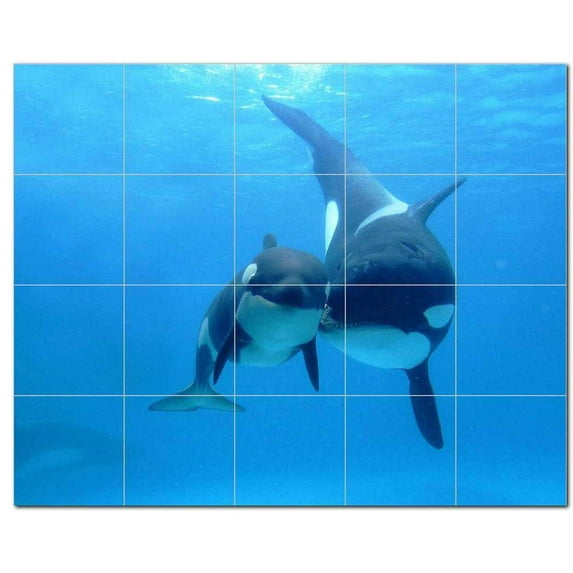 Whale Ceramic Tile Mural Kitchen Backsplash Bathroom Shower, 403066-M54