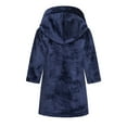 thumbnail image 4 of YWDJ Boys Girls Robe Kids Flannel Hooded Bathrobe Toddler Plush Robes With Belt For Girls Navy 3T, 4 of 6