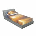 thumbnail image 3 of Ambesonne Nature Fitted Sheet & Pillow Sham Set, Early Morning Sunrise, Full, Blue and Orange, 3 of 3