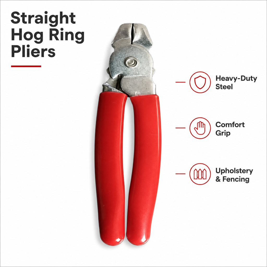RenBin Straight Hog Ring Pliers, Professional Auto Upholstery Installation Tool, Heavy Duty Hand Tool for Fencing, Pet Cages, and Bungee Cords