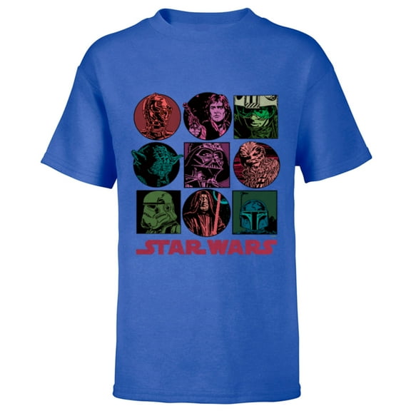 Star Wars Classic Comic Art Original Trilogy Retro Vintage - Short Sleeve T-Shirt for Kids - Customized-Royal