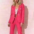 thumbnail image 5 of 2 Piece Sets for Women V-Neck Turndown Collar Solid Color Long Sleeve Cardigan Jacket Long Pant Women 2 Piece Lapel Double Breasted Business Jacket Zipper Pants Sets, 5 of 9