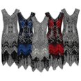 thumbnail image 1 of Vestido Disfraz de Gran Gatsby Fiesta de Noche Lentejuelas Borla Flapper, 1 of 3